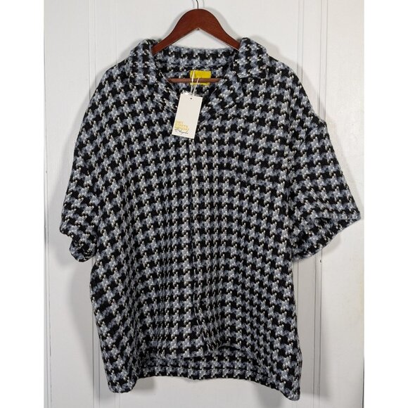 NEW NWT Diet Starts Monday Tweed Shirt Wool Blend Houndstooth Button Up Size 3XL - Picture 1 of 6